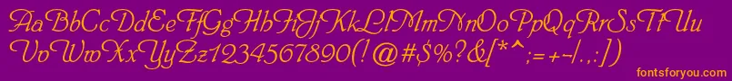 Heinrichscriptc Font – Orange Fonts on Purple Background