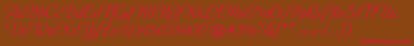 Heinrichscriptc-Schriftart – Rote Schriften auf braunem Hintergrund