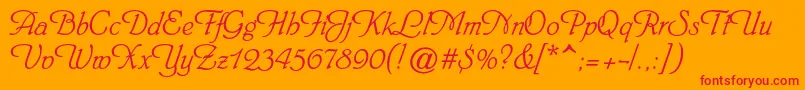 Heinrichscriptc Font – Red Fonts on Orange Background
