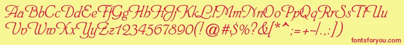 Heinrichscriptc Font – Red Fonts on Yellow Background