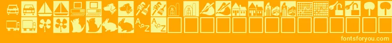 Fonte ClassifiedRegular – fontes amarelas em um fundo laranja