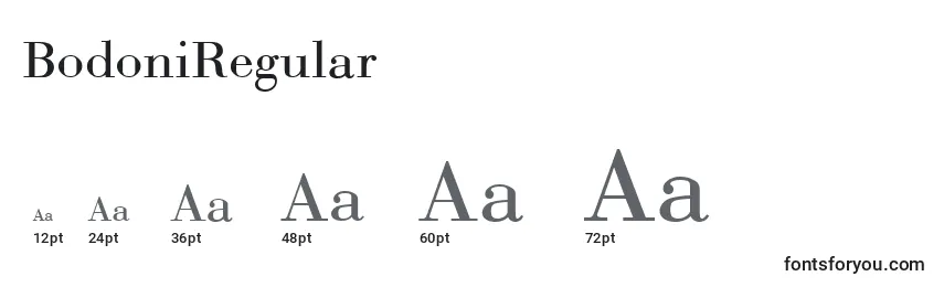 BodoniRegular Font Sizes