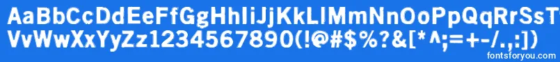 Czcionka Kivikuoppa – białe czcionki na niebieskim tle