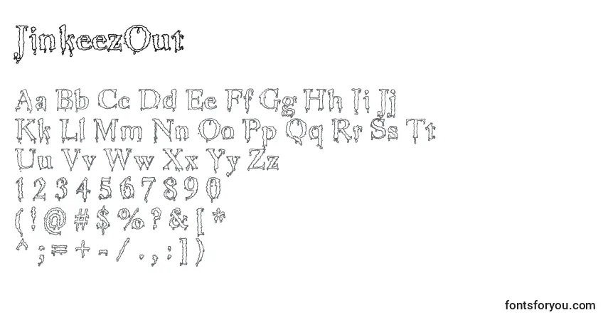 Czcionka JinkeezOut – alfabet, cyfry, specjalne znaki