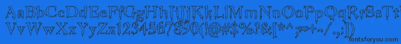 JinkeezOut-Schriftart – Schwarze Schriften auf blauem Hintergrund