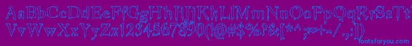 JinkeezOut-Schriftart – Blaue Schriften auf violettem Hintergrund