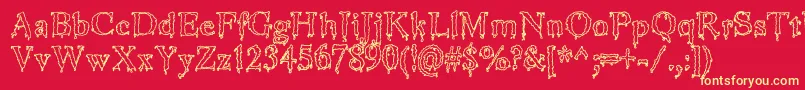 JinkeezOut Font – Yellow Fonts on Red Background