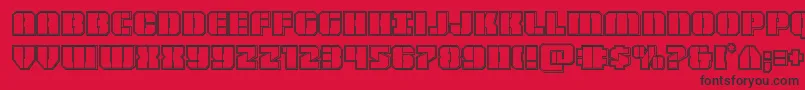 フォントWarpthrusterengrave – 赤い背景に黒い文字
