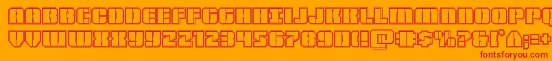 フォントWarpthrusterengrave – オレンジの背景に赤い文字