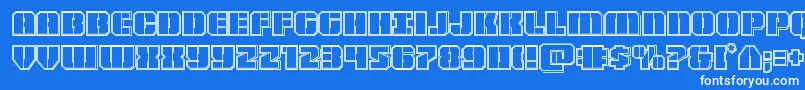 Fonte Warpthrusterengrave – fontes brancas em um fundo azul
