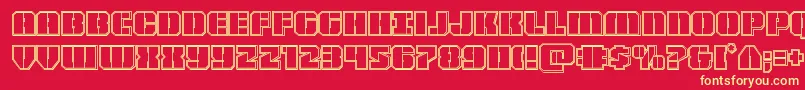 フォントWarpthrusterengrave – 黄色の文字、赤い背景