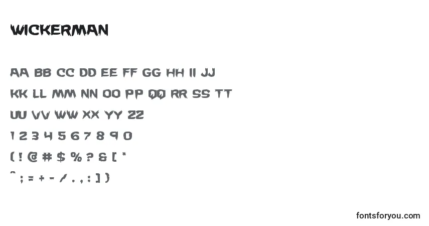 Wickerman-fontti – aakkoset, numerot, erikoismerkit
