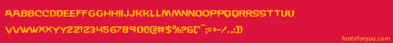Wickerman-Schriftart – Orangefarbene Schriften auf rotem Hintergrund