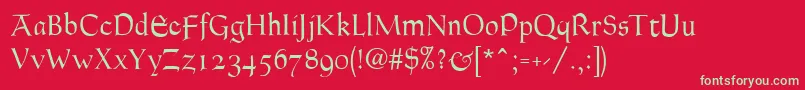GoudyThirtyLight Font – Green Fonts on Red Background