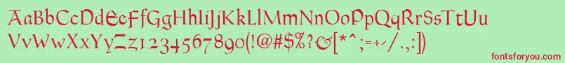 GoudyThirtyLight Font – Red Fonts on Green Background