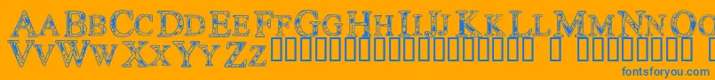 Techc Font – Blue Fonts on Orange Background
