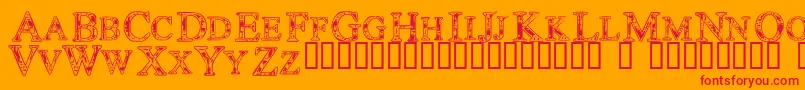 Techc Font – Red Fonts on Orange Background