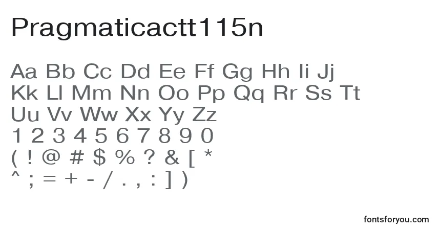 Czcionka Pragmaticactt115n – alfabet, cyfry, specjalne znaki