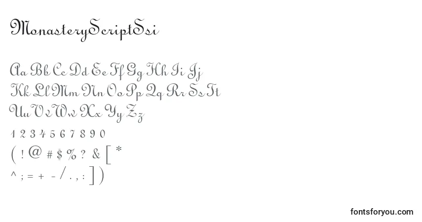 Fuente MonasteryScriptSsi - alfabeto, números, caracteres especiales