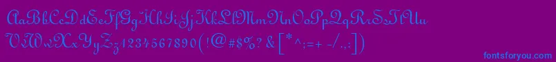 MonasteryScriptSsi-Schriftart – Blaue Schriften auf violettem Hintergrund