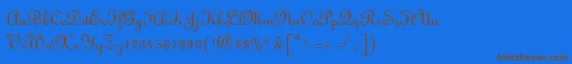 MonasteryScriptSsi-Schriftart – Braune Schriften auf blauem Hintergrund