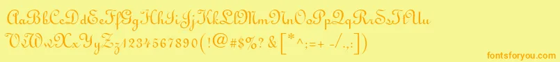 MonasteryScriptSsi Font – Orange Fonts on Yellow Background