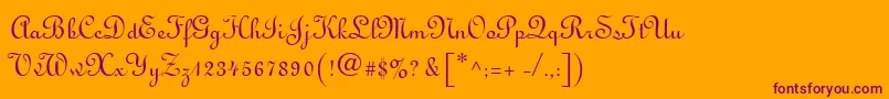 MonasteryScriptSsi-Schriftart – Violette Schriften auf orangefarbenem Hintergrund