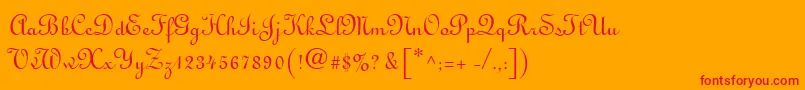 MonasteryScriptSsi-Schriftart – Rote Schriften auf orangefarbenem Hintergrund