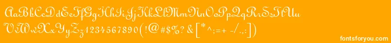 MonasteryScriptSsi-Schriftart – Weiße Schriften auf orangefarbenem Hintergrund