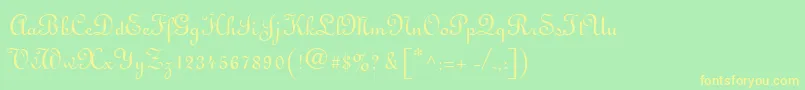 MonasteryScriptSsi-fontti – keltaiset fontit vihreällä taustalla