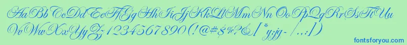 EdwardianScrItcTt Font – Blue Fonts on Green Background