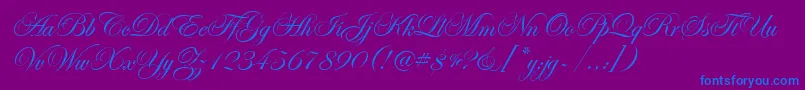 EdwardianScrItcTt Font – Blue Fonts on Purple Background