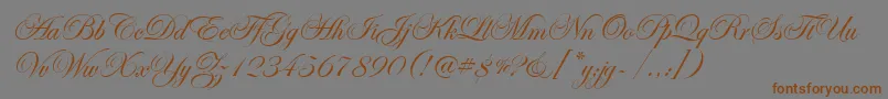 EdwardianScrItcTt-Schriftart – Braune Schriften auf grauem Hintergrund