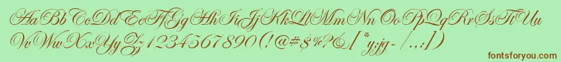 EdwardianScrItcTt Font – Brown Fonts on Green Background