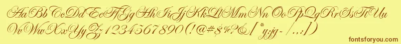 EdwardianScrItcTt-Schriftart – Braune Schriften auf gelbem Hintergrund