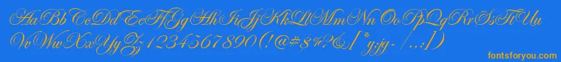EdwardianScrItcTt Font – Orange Fonts on Blue Background
