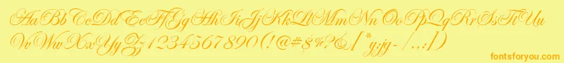 EdwardianScrItcTt Font – Orange Fonts on Yellow Background