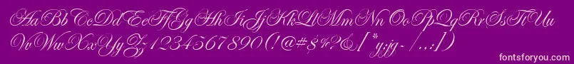 EdwardianScrItcTt Font – Pink Fonts on Purple Background