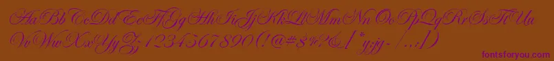 EdwardianScrItcTt Font – Purple Fonts on Brown Background