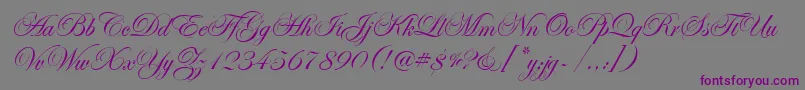 EdwardianScrItcTt Font – Purple Fonts on Gray Background