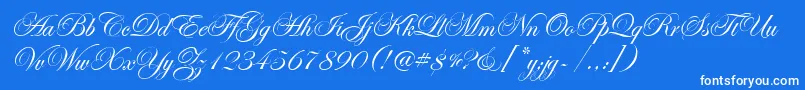 EdwardianScrItcTt Font – White Fonts on Blue Background