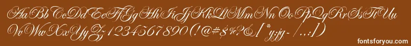 EdwardianScrItcTt-Schriftart – Weiße Schriften auf braunem Hintergrund