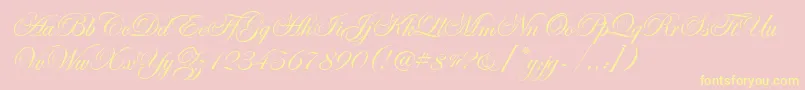 EdwardianScrItcTt-Schriftart – Gelbe Schriften auf rosa Hintergrund