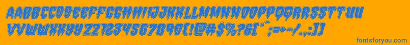 Hemogoblinbevelital Font – Blue Fonts on Orange Background