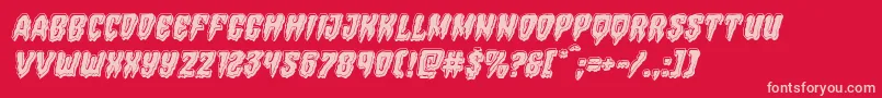 Hemogoblinbevelital Font – Pink Fonts on Red Background