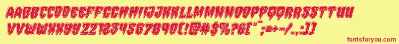 Hemogoblinbevelital Font – Red Fonts on Yellow Background