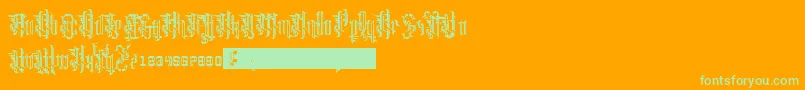 Grimeplex-Schriftart – Grüne Schriften auf orangefarbenem Hintergrund