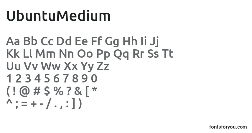 Czcionka UbuntuMedium – alfabet, cyfry, specjalne znaki