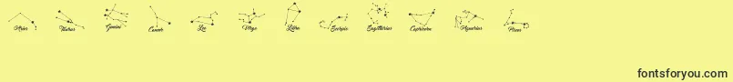 ConstellationsOstia-Schriftart – Schwarze Schriften auf gelbem Hintergrund