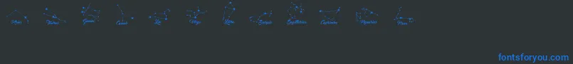 Czcionka ConstellationsOstia – niebieskie czcionki na czarnym tle